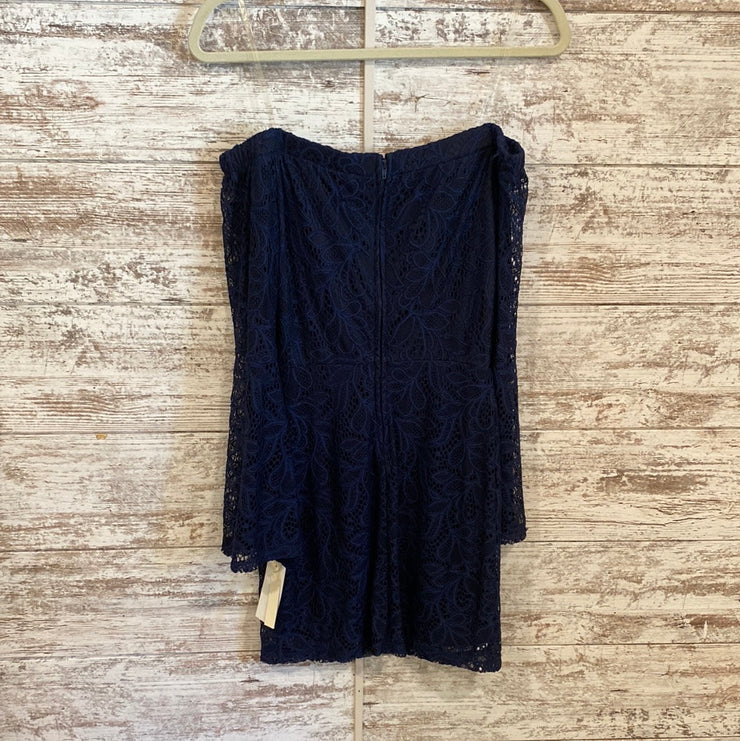 NAVY LACE SHORT DRESS