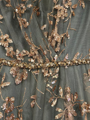 GRAY/GOLD A LINE GOWN