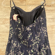 NAVY/FLORAL A LINE GOWN