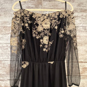 BLACK/IVORY FLORAL LONG DRESS
