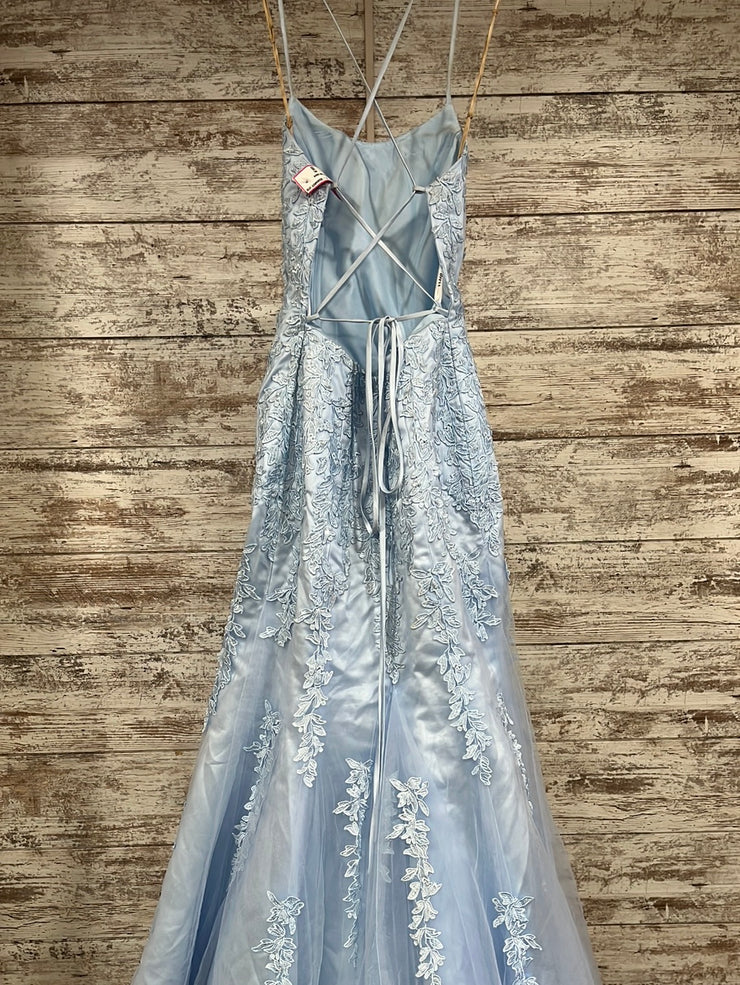BLUE/FLORAL A LINE GOWN