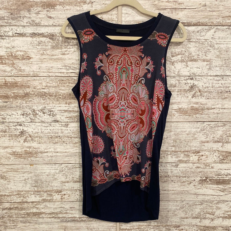 NAVY/COLORFUL SLEEVELESS TOP