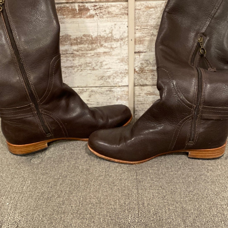 BROWN LEATHER TALL BOOTS $300