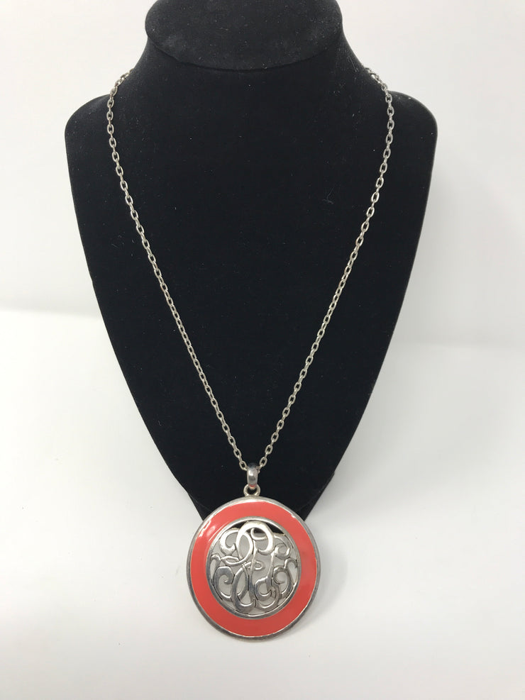 SILVER/CORAL CIRCLE NECKLACE