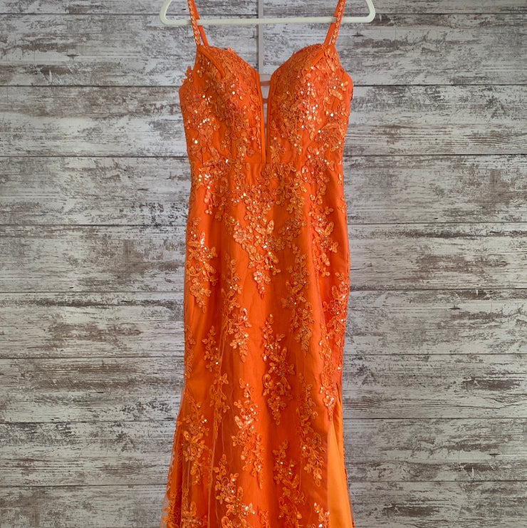 ORANGE/FLORAL LONG DRESS
