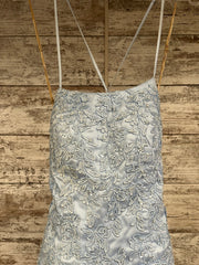 BLUE/FLORAL A LINE GOWN