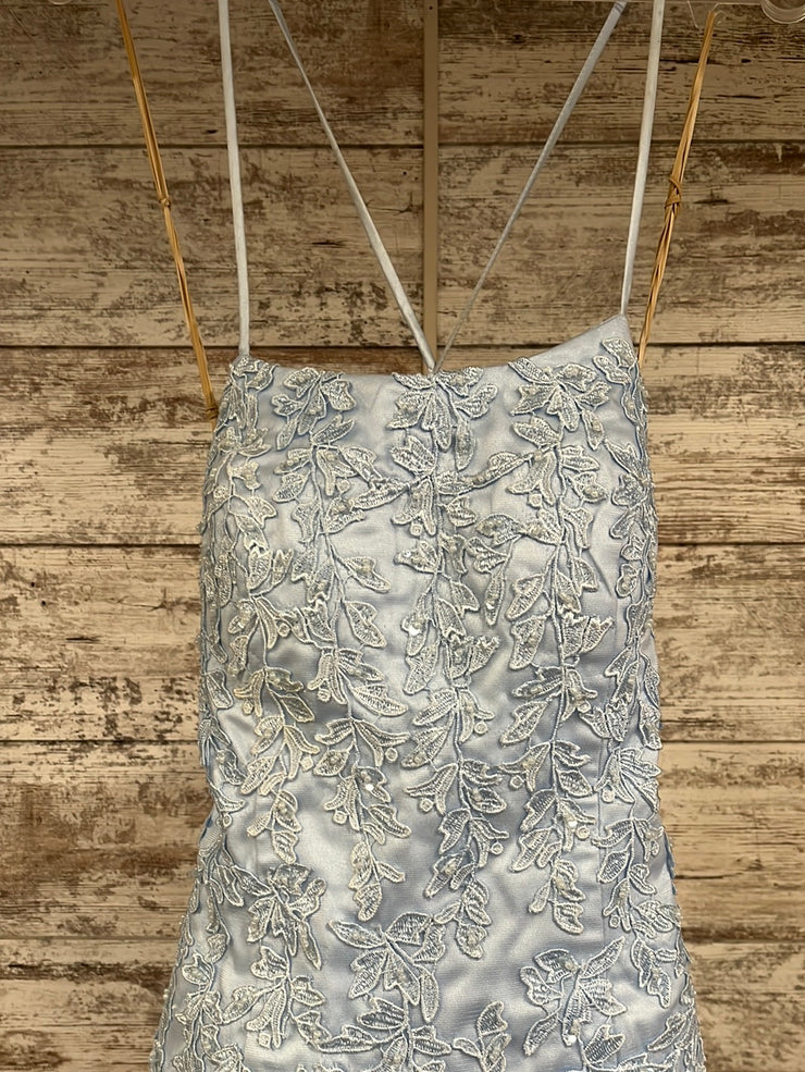 BLUE/FLORAL A LINE GOWN