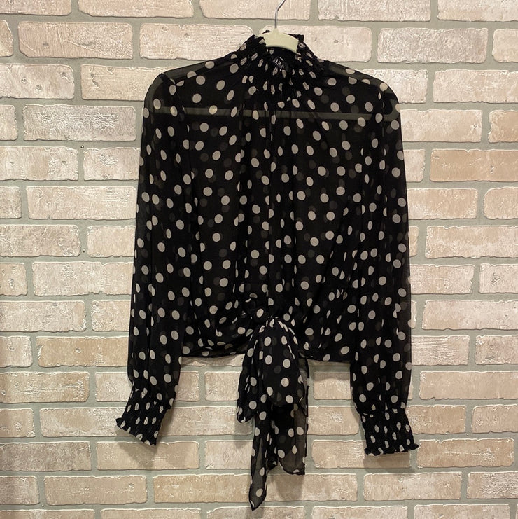 BLACK SHEER LONG SLEEVE TOP