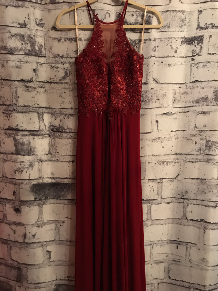RED LACE LONG EVENING GOWN