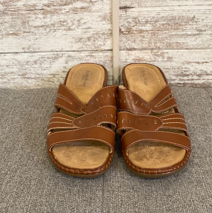BROWN LEATHER SANDALS