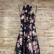 NAVY/FLORAL A LINE GOWN
