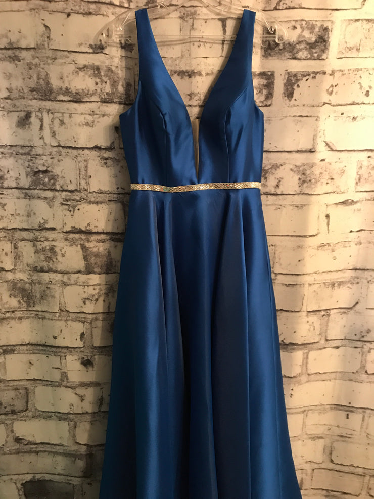 ROYAL BLUE A LINE GOWN