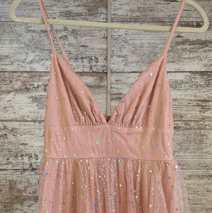 PINK SPARKLY A LINE GOWN (NEW)