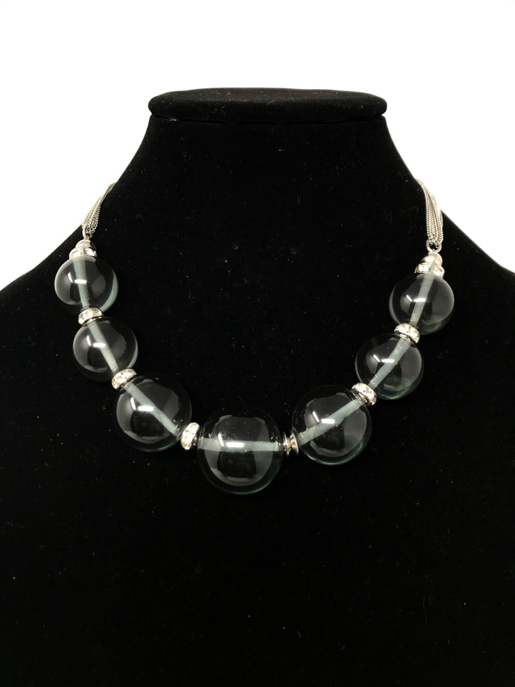 BLUE BEADED SILVER NECKLACE