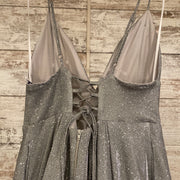 SILVER SPARKLY A LINE GOWN