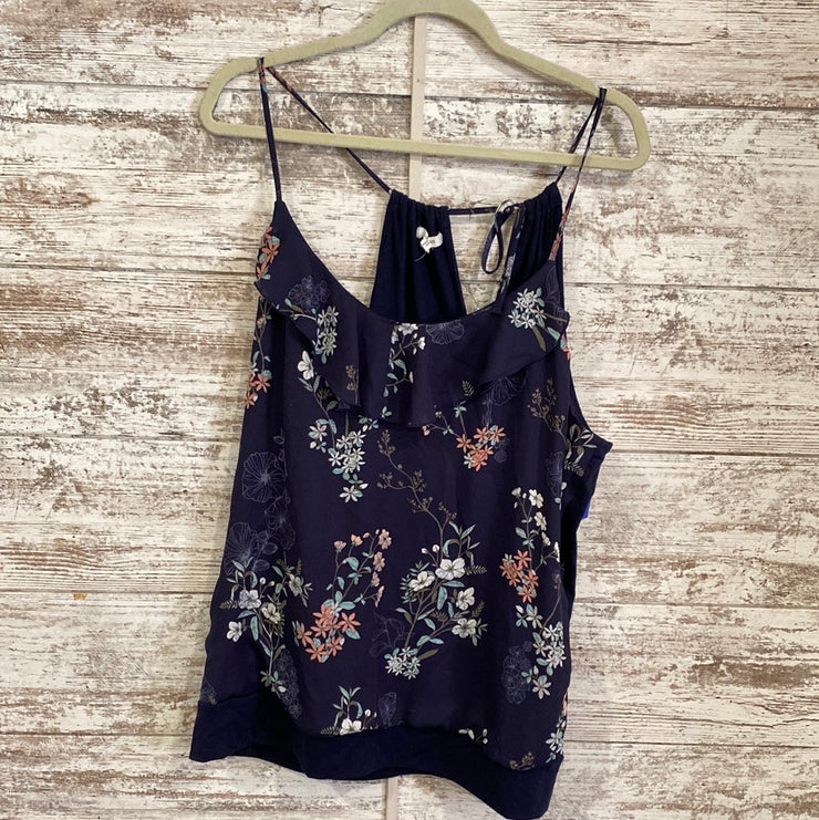 NAVY/FLORAL SLEEVELESS TOP