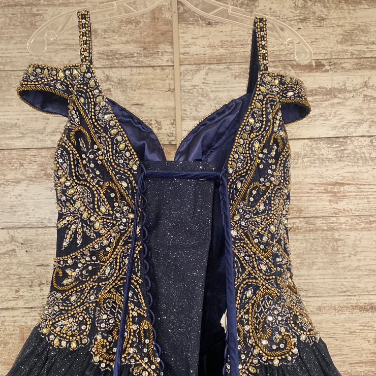 NAVY GEM TOP SPARKLY A LINE