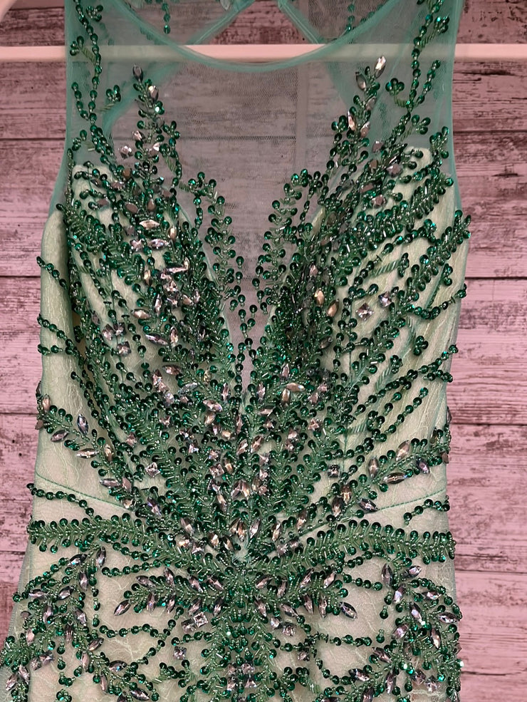 GREEN BEADED MERMAID GOWN