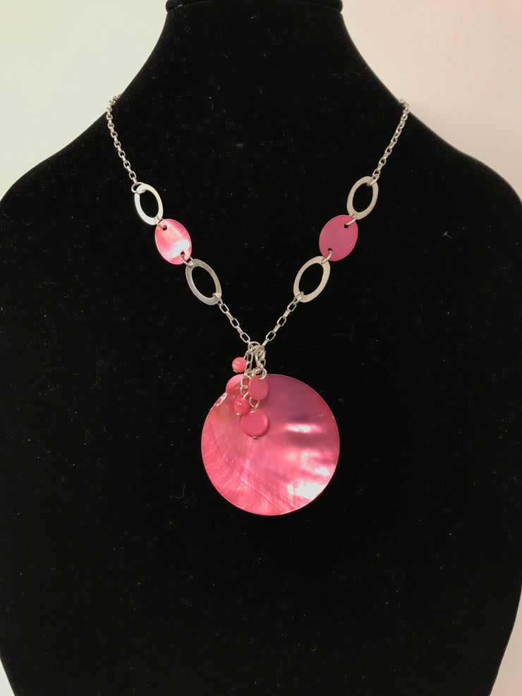 PINK/SILVER CHARM NECKLACE