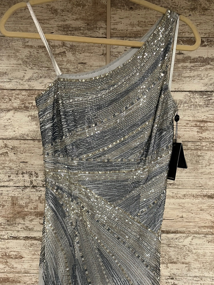 GRAY BEADED LONG DRESS (NEW)