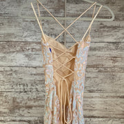 BLUE/PINK TAN SEQUIN LONG DRES