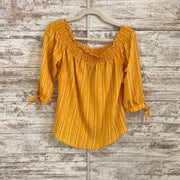 YELLOW/WHITE STRIPED TOP