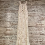 IVORY/TAN LONG EVENING GOWN