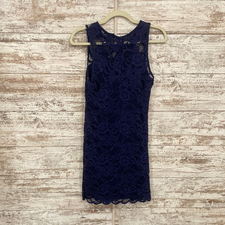 NAVY LACE SHORT DRESS
