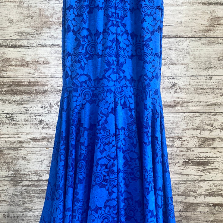 ROYAL BLUE LACE LONG DRESS-NEW