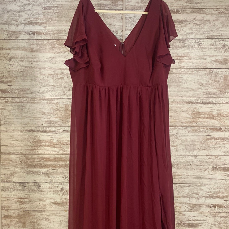 BURGUNDY LONG EVENING GOWN-NEW