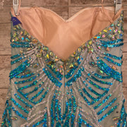 BLUE SPARKLY MERMAID GOWN
