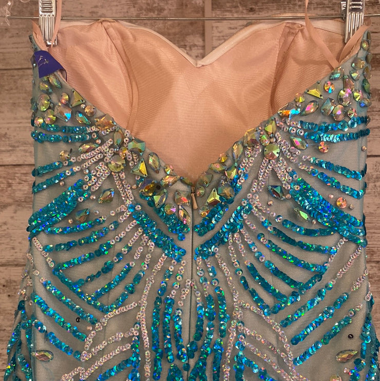 BLUE SPARKLY MERMAID GOWN