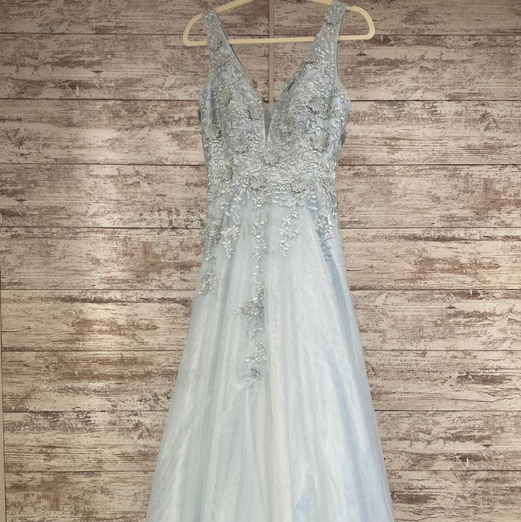 BLUE/FLORAL A LINE GOWN