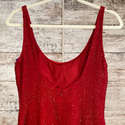 RED FULL BEADED LONG DRESS