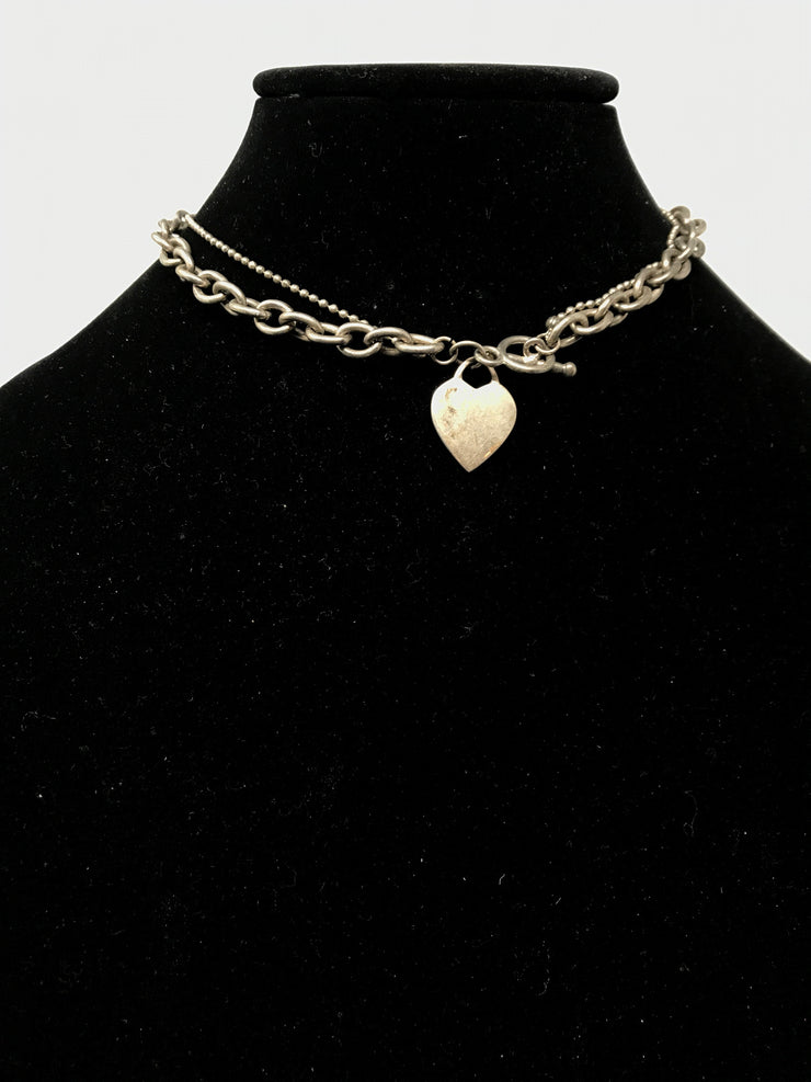 SILVER HEART CHARM NECKLACE