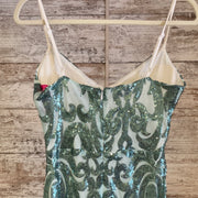 GREEN SPARKLY LONG DRESS