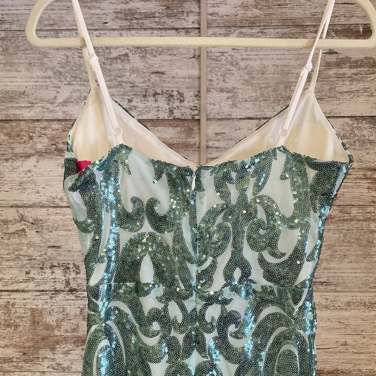 GREEN SPARKLY LONG DRESS