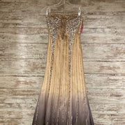 GOLD OMBRE BEADED LONG GOWN