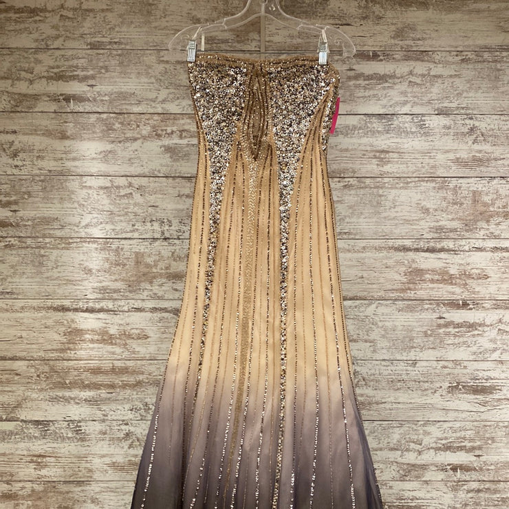 GOLD OMBRE BEADED LONG GOWN