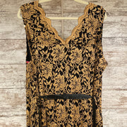 GOLD/BLACK LACE LONG DRESS-NEW