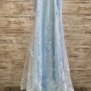 BLUE/FLORAL SPARKLY LONG DRESS