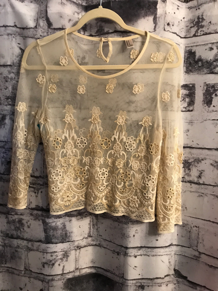 IVORY SHEER LONG SLEEVE TOP