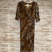 BROWN/ANIMAL PRINT SILK DRESS