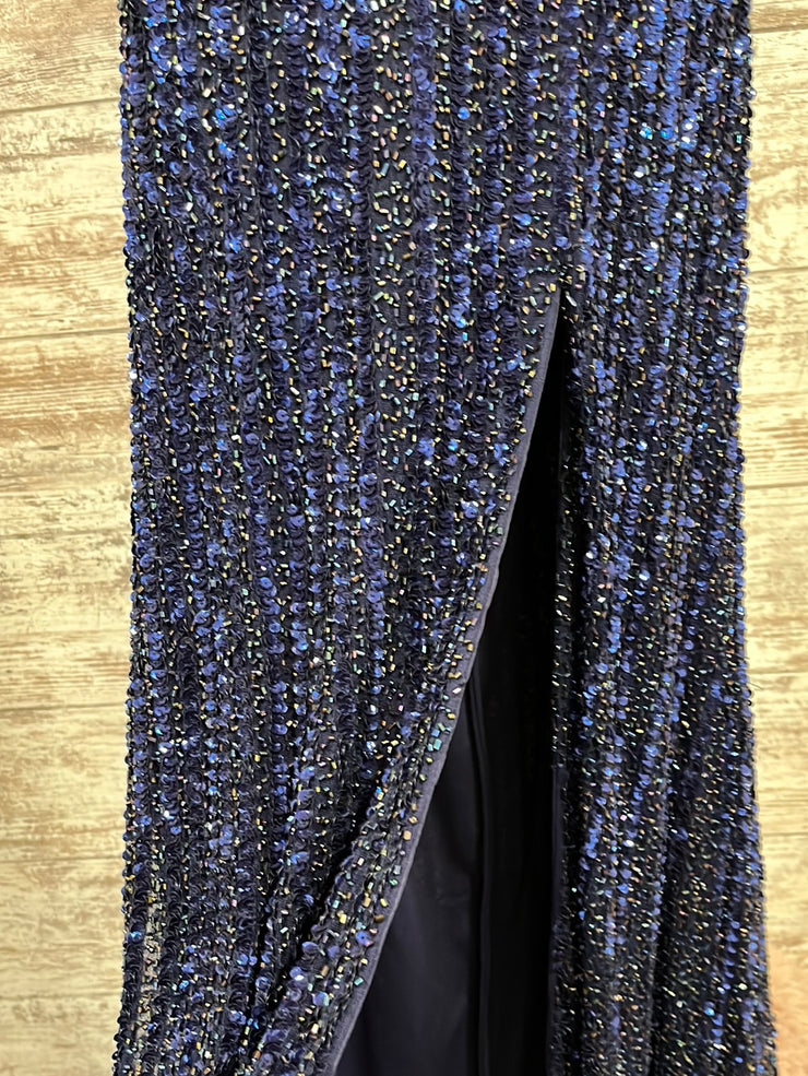 NAVY FULL BEADED LONG GOWN