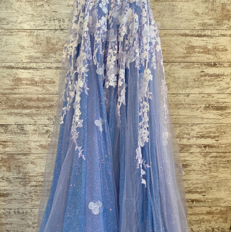 LAVENDER/FLORAL A LINE GOWN