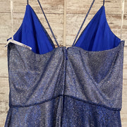 BLUE SPARKLY A LINE GOWN