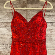 RED BEADED MERMAID GOWN
