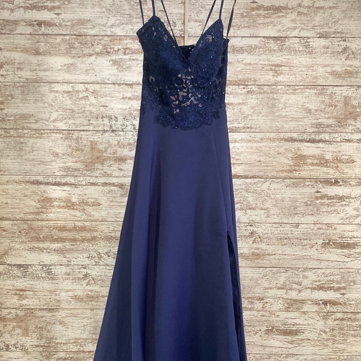 NAVY A LINE GOWN