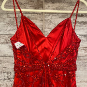 RED BEADED MERMAID GOWN