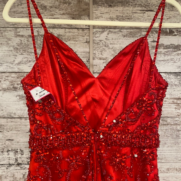 RED BEADED MERMAID GOWN